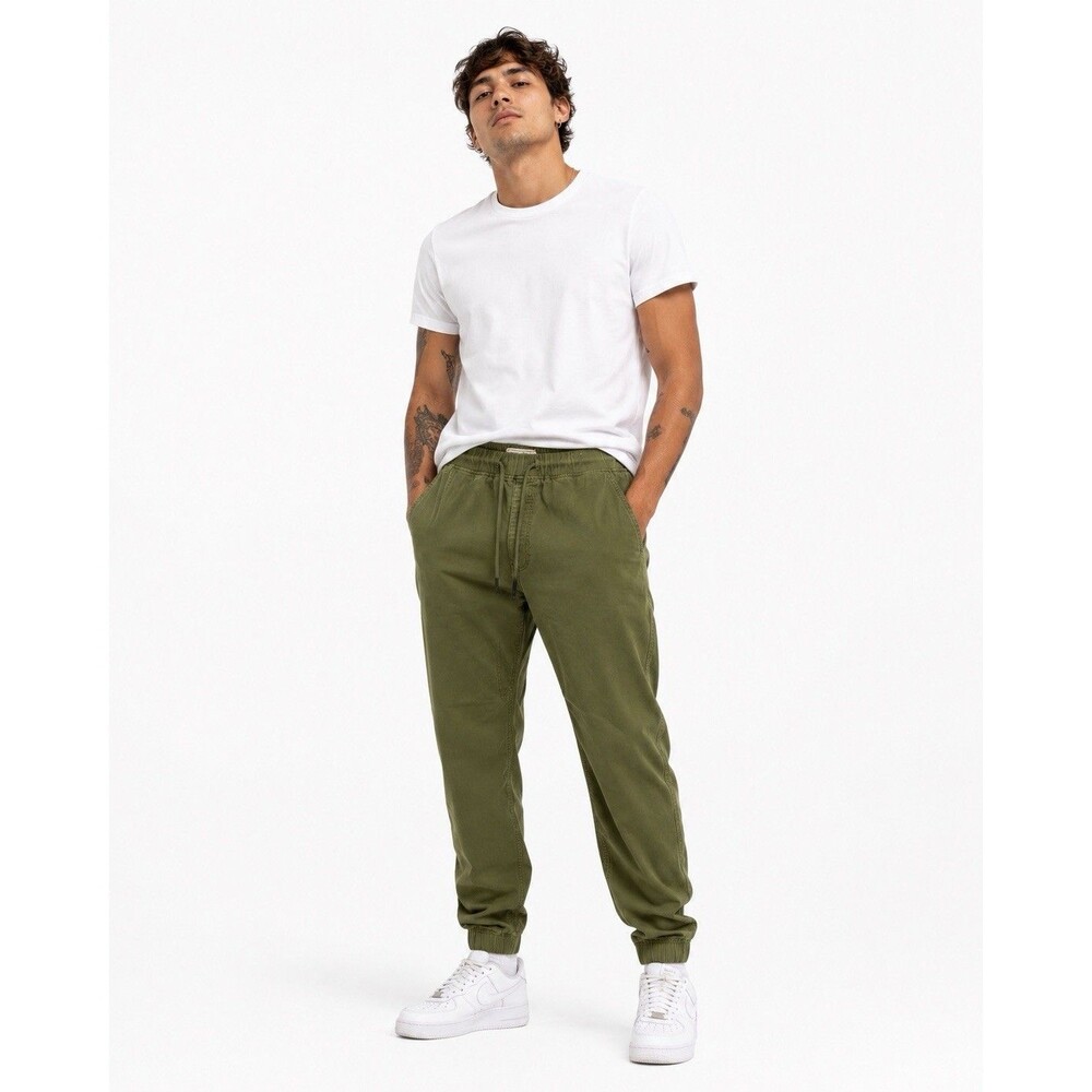 House Of Triot Jogger Pants Men 30"W/S Olive Green Drawstring Waist Tapered Legs